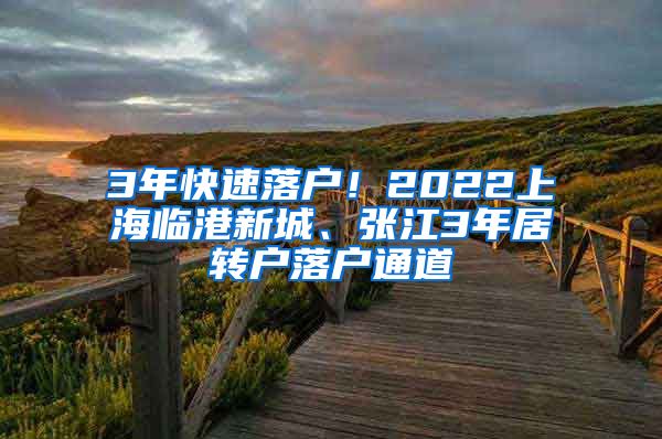 3年快速落户！2022上海临港新城、张江3年居转户落户通道