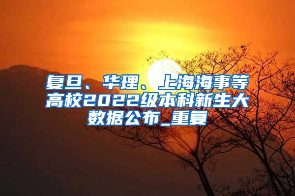 复旦、华理、上海海事等高校2022级本科新生大数据公布_重复