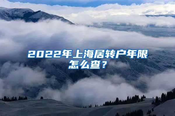 2022年上海居转户年限怎么查？