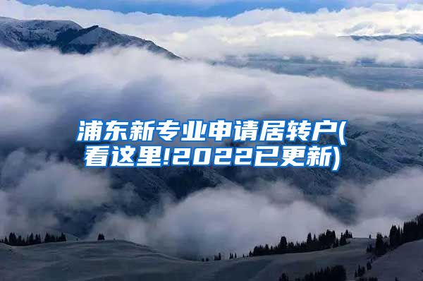 浦东新专业申请居转户(看这里!2022已更新)