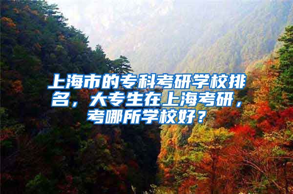 上海市的专科考研学校排名，大专生在上海考研，考哪所学校好？