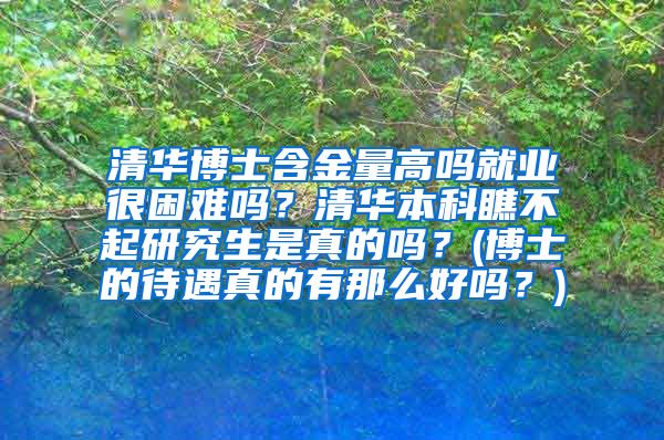 清华博士含金量高吗就业很困难吗？清华本科瞧不起研究生是真的吗？(博士的待遇真的有那么好吗？)