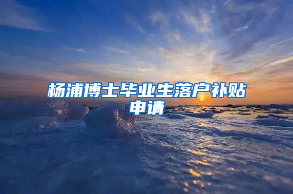 杨浦博士毕业生落户补贴申请