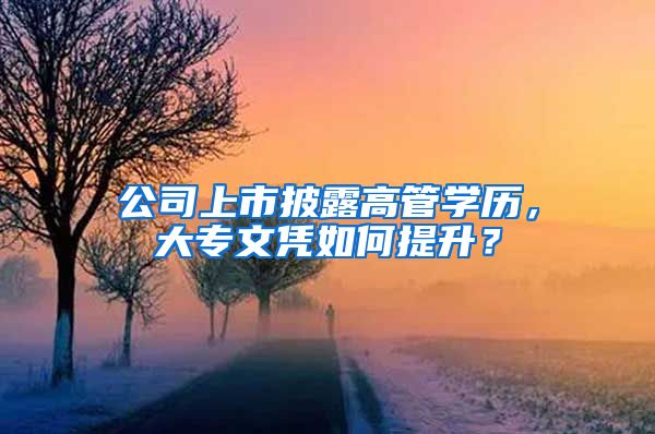 公司上市披露高管学历，大专文凭如何提升？