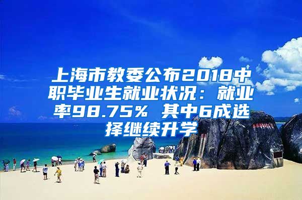 上海市教委公布2018中职毕业生就业状况：就业率98.75% 其中6成选择继续升学
