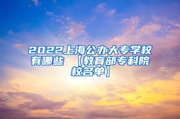2022上海公办大专学校有哪些 【教育部专科院校名单】