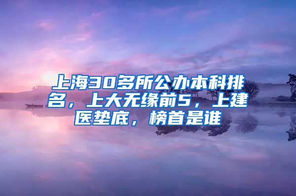 上海30多所公办本科排名，上大无缘前5，上建医垫底，榜首是谁