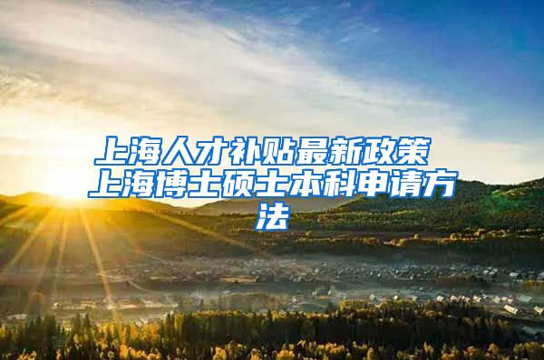 上海人才补贴最新政策 上海博士硕士本科申请方法