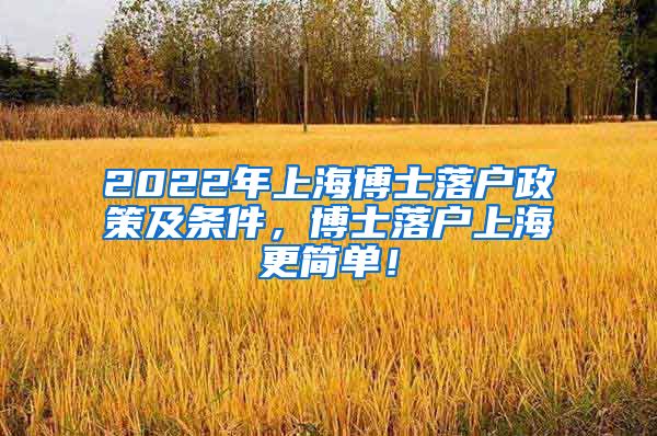 2022年上海博士落户政策及条件，博士落户上海更简单！