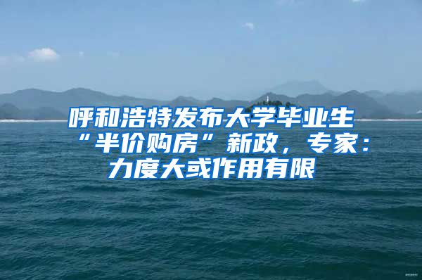 呼和浩特发布大学毕业生“半价购房”新政，专家：力度大或作用有限