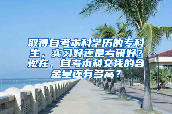 取得自考本科学历的专科生，实习好还是考研好？现在，自考本科文凭的含金量还有多高？