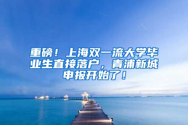 重磅！上海双一流大学毕业生直接落户，青浦新城申报开始了！