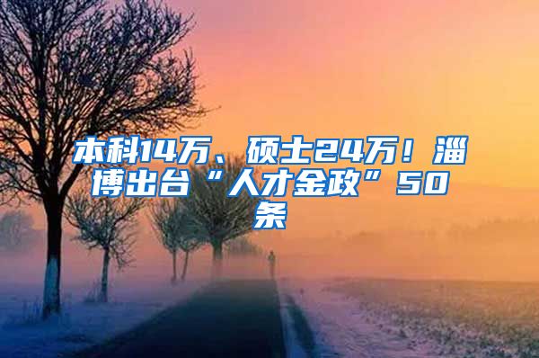 本科14万、硕士24万！淄博出台“人才金政”50条