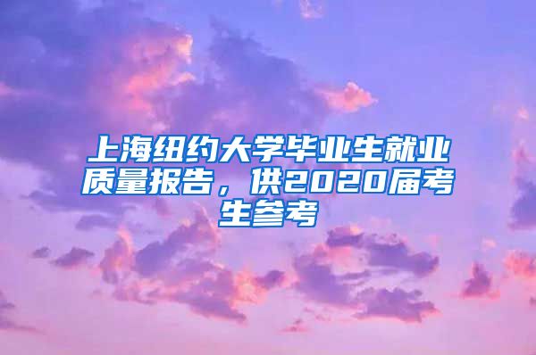上海纽约大学毕业生就业质量报告，供2020届考生参考