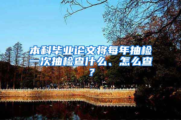 本科毕业论文将每年抽检一次抽检查什么、怎么查？