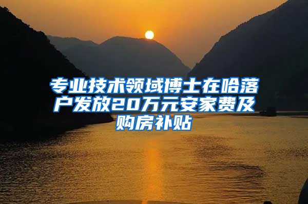 专业技术领域博士在哈落户发放20万元安家费及购房补贴