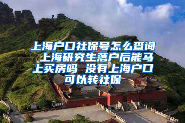 上海户口社保号怎么查询 上海研究生落户后能马上买房吗 没有上海户口可以转社保