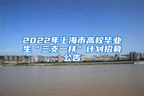 2022年上海市高校毕业生“三支一扶”计划招募公告