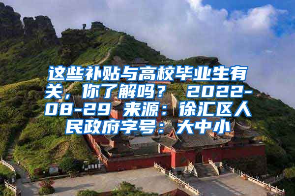 这些补贴与高校毕业生有关，你了解吗？ 2022-08-29 来源：徐汇区人民政府字号：大中小