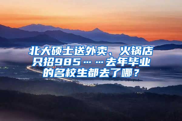 北大硕士送外卖、火锅店只招985……去年毕业的名校生都去了哪？