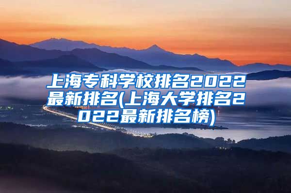 上海专科学校排名2022最新排名(上海大学排名2022最新排名榜)