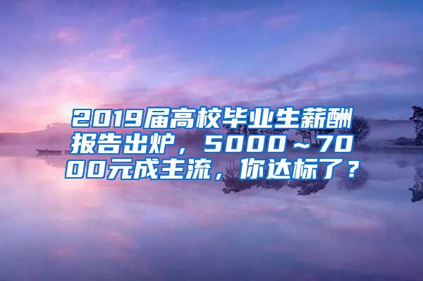 2019届高校毕业生薪酬报告出炉，5000～7000元成主流，你达标了？