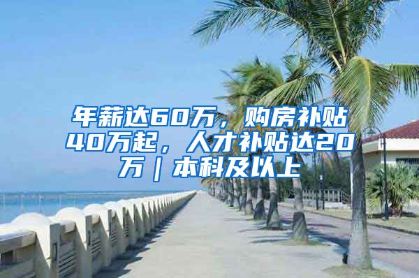 年薪达60万，购房补贴40万起，人才补贴达20万｜本科及以上