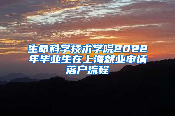 生命科学技术学院2022年毕业生在上海就业申请落户流程